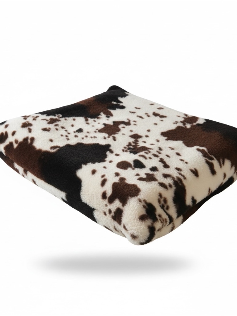 2 Faux Fur Cow-Print pillowcase covers -Brown & White